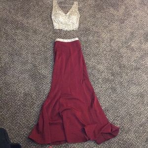 Two piece mermaid prom dress
